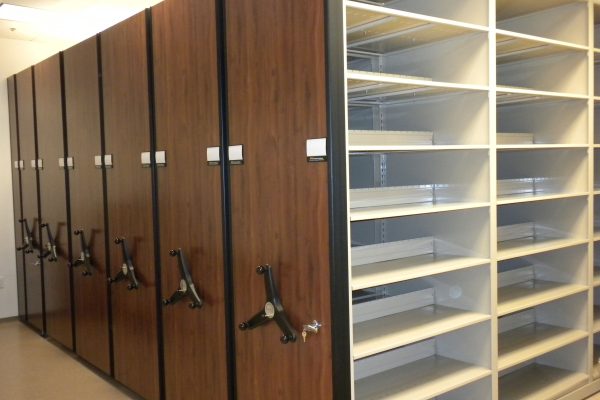 Shared Central File Room High Density Shelving with multiple system locks