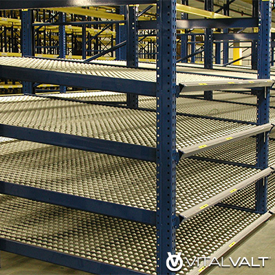 Shelving Systems with Gravity Flow Racks - Flow Shelves