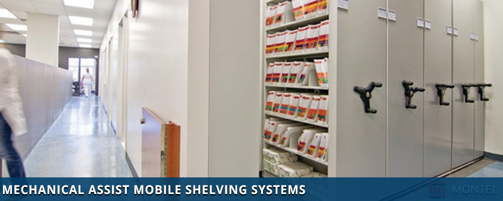 Mechanical Assist Mobile Shelving Systems - Storage Systems with Crank